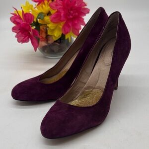 Lands' End Plum Suede Mid Heel Pumps sz 9 MCH9484A